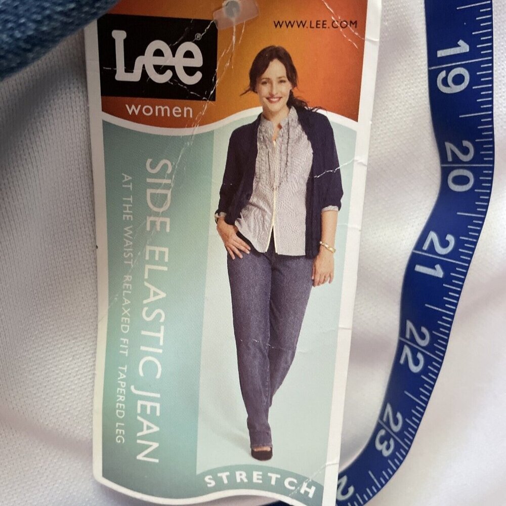 Lee Womens Side Elastic Jeans Relaxed Fit Tapered Leg Stretch Pepper Stone 20W L